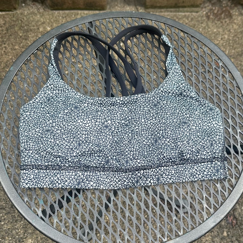 Two Lululemon Bras Size 6 - Plush Petal and Grey with Yellow